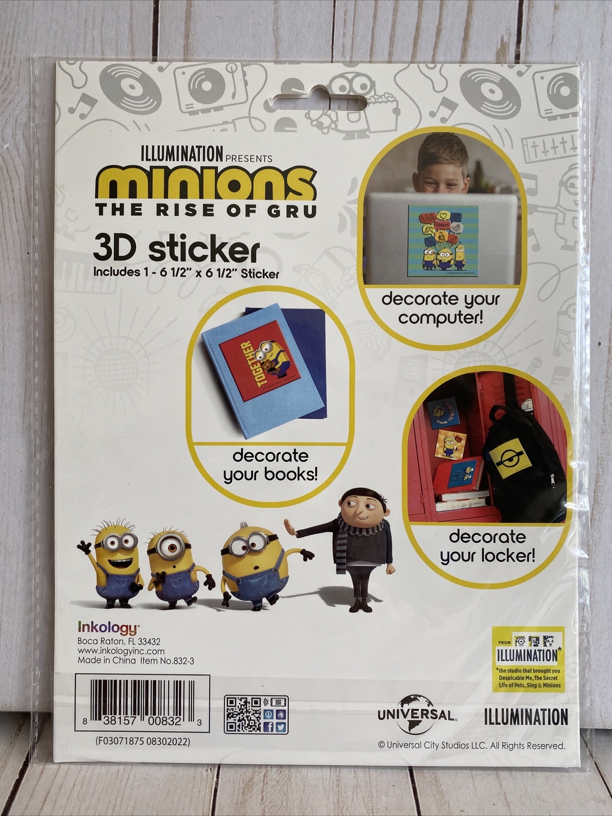 Minion Powered Despicable Me 3D Sticker 6.5” x 6.5” Jetpack Illumination New