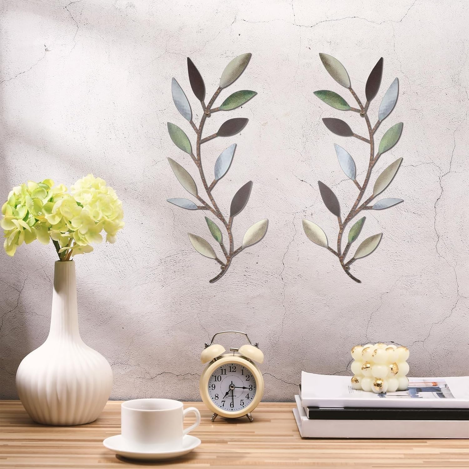 Farmhouse-Style Colorful Leaf Wall Decor – Set of 2 for Indoor & Outdoor