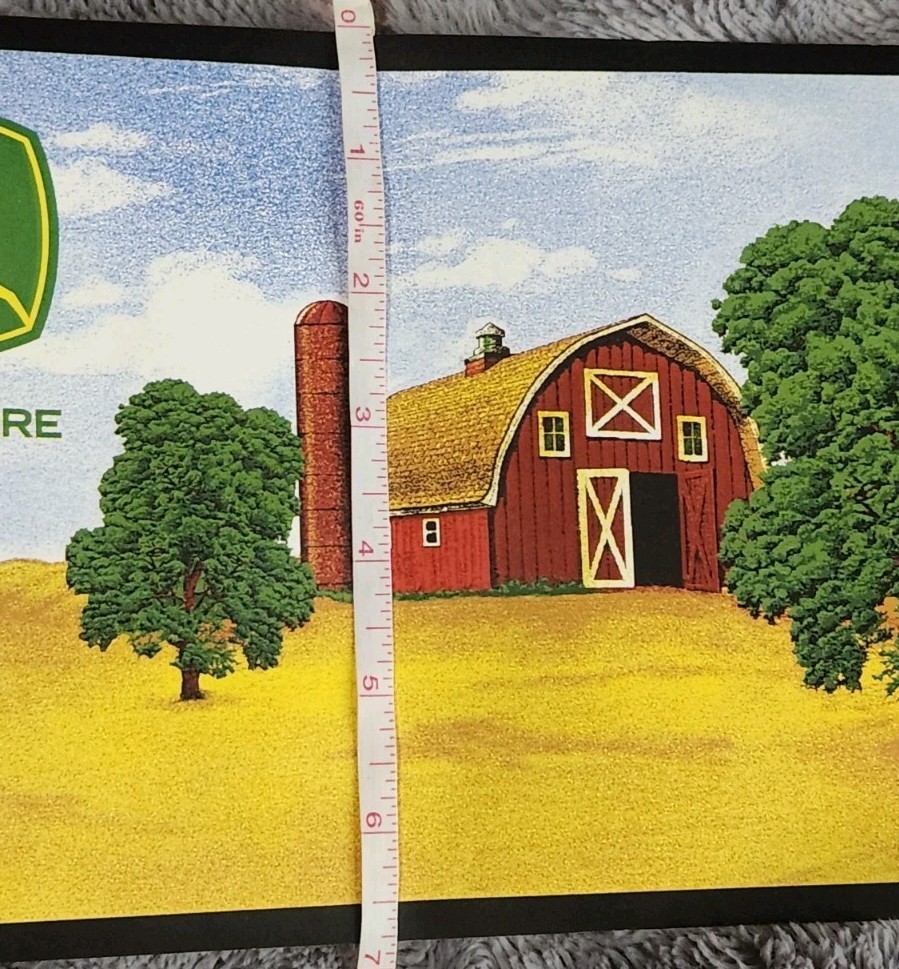 JOHN DEERE contemporary wall paper border 5yds TRACTOR farm vinyl wallpaper RARE