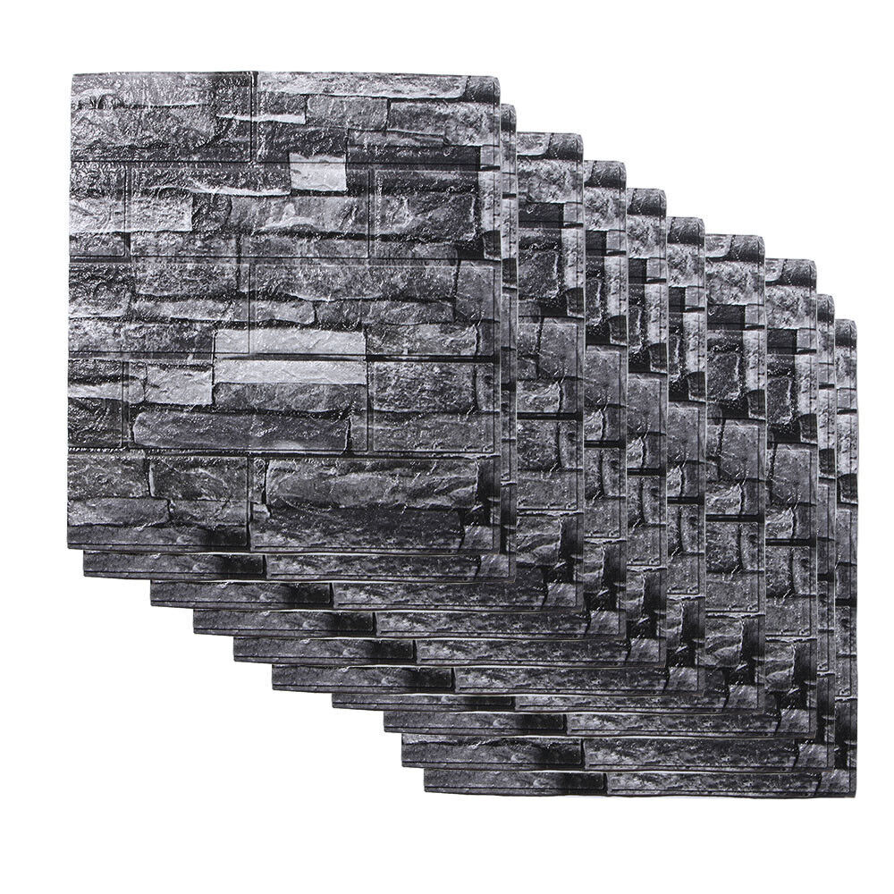 10 Pc 3D Tile Marble Brick Wall Sticker Self adhesive Foam Panel Wallpaper 38*35
