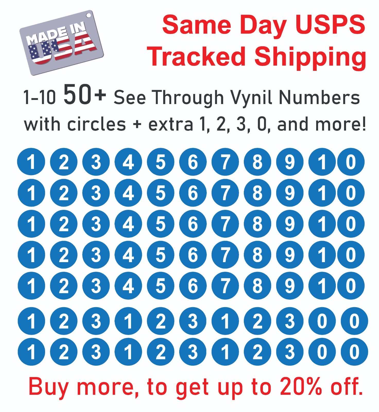 5X 0-10 Encircled Numbers Vinyl Decal Sticker Numbers – for Mailbox Address Shop
