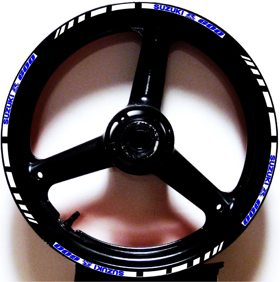 WHIT BLUE GP STYLE CUSTOM RIM STRIPES WHEEL DECALS TAPE STICKERS SUZUKI GSXR 600