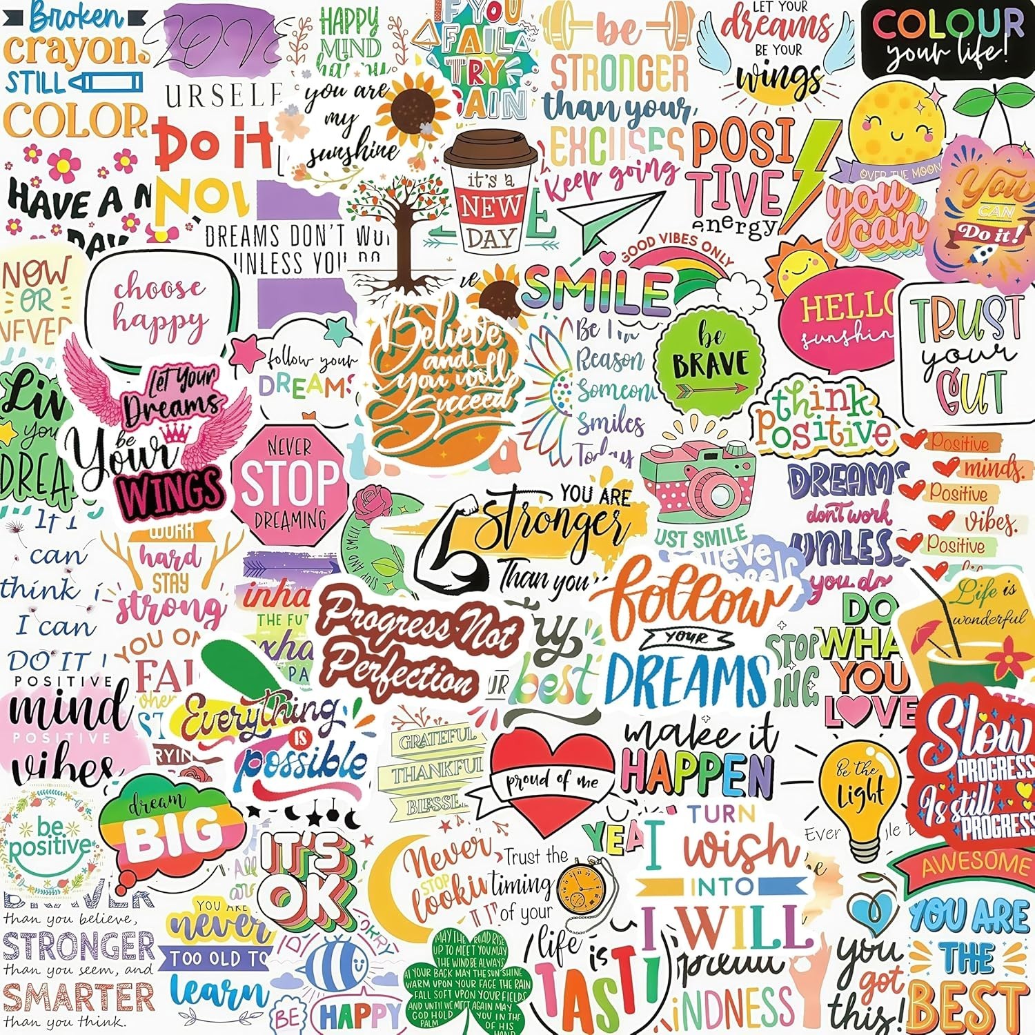 300PCS Inspirational Quote Stickers | Positive Affirmation Waterproof Vinyl