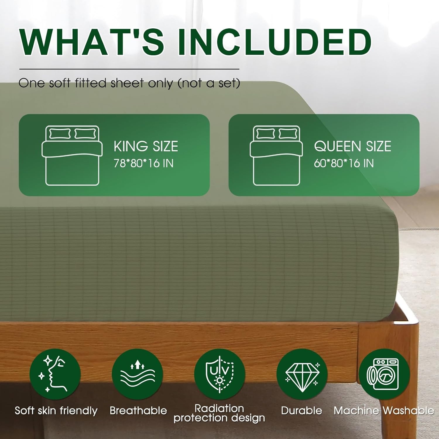 Grounding Sheets Queen 10% Pure Silver Fiber 90% Organic Cotton Fitte