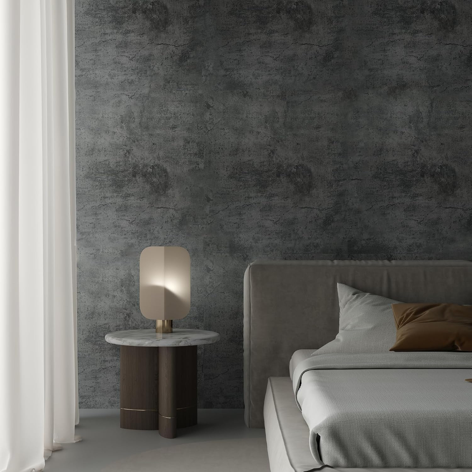 Gray Cement Contact Paper Matte Thick 16X708 Inch Grey Concrete Peel Stick