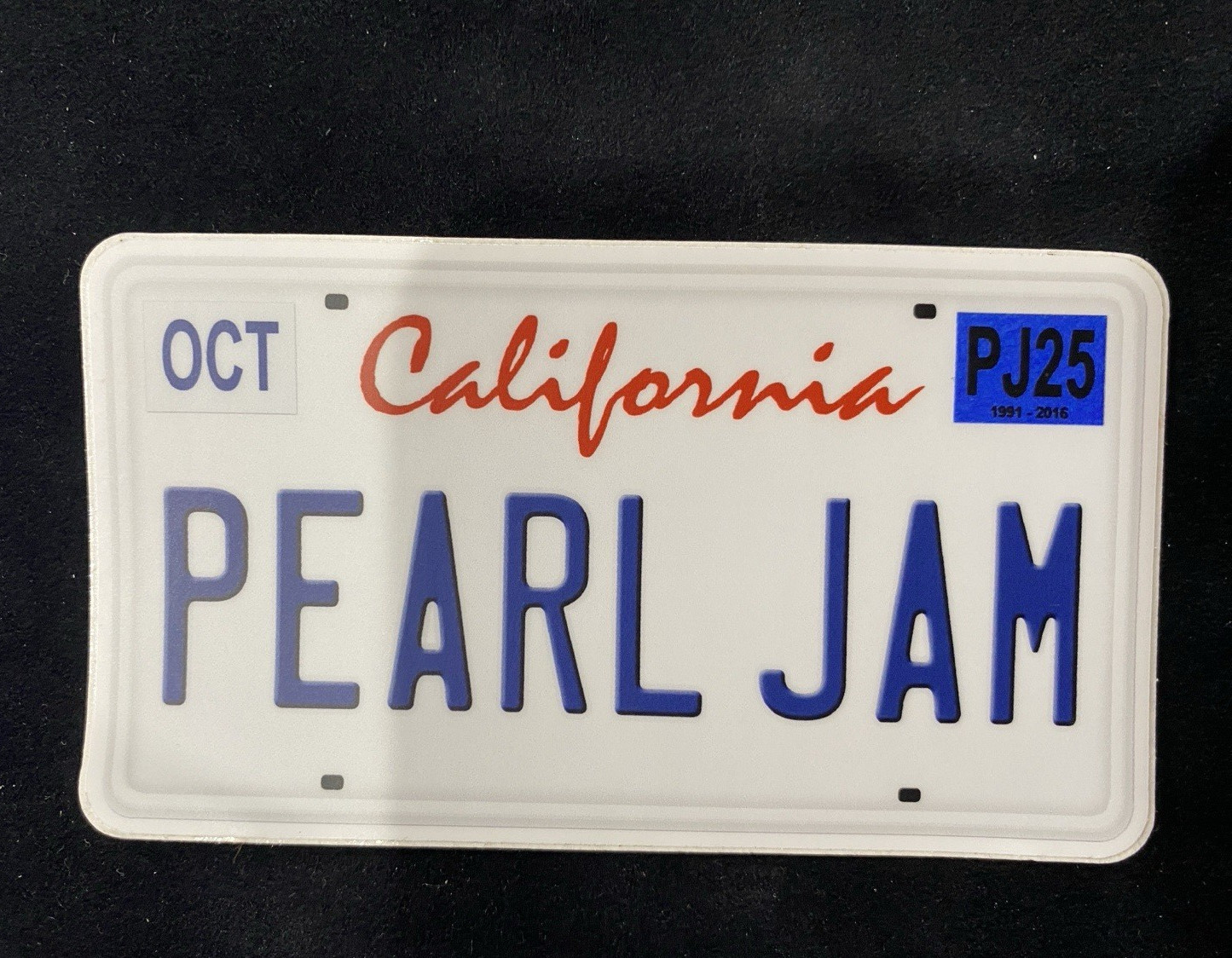 Pearl Jam 4″ California License Plate Sticker – New / Unused.