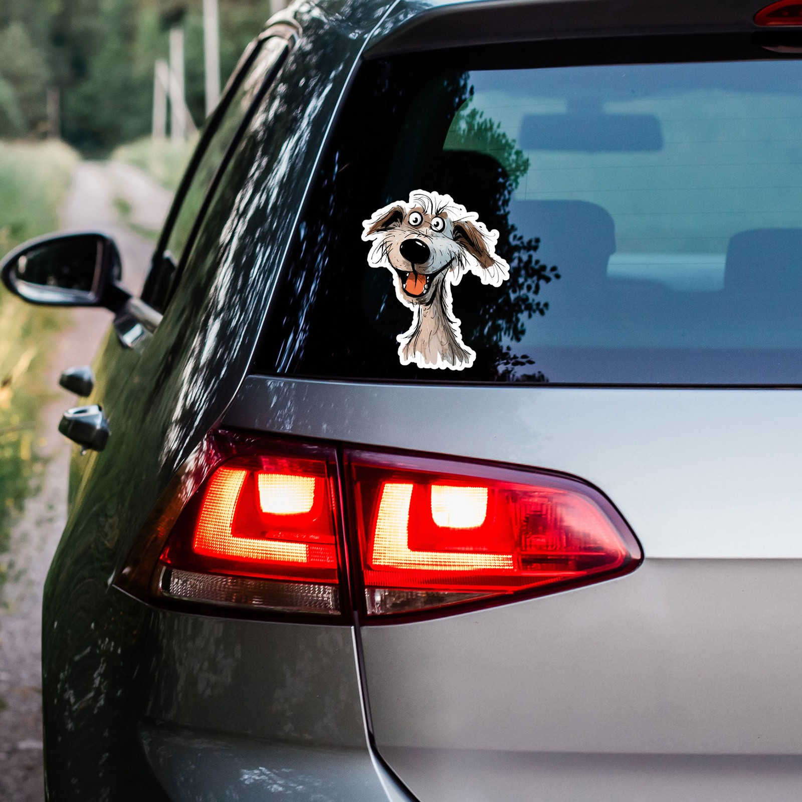 Happy Funny Dog – Vinyl Decal Sticker – Car Window Laptop – ebn12536