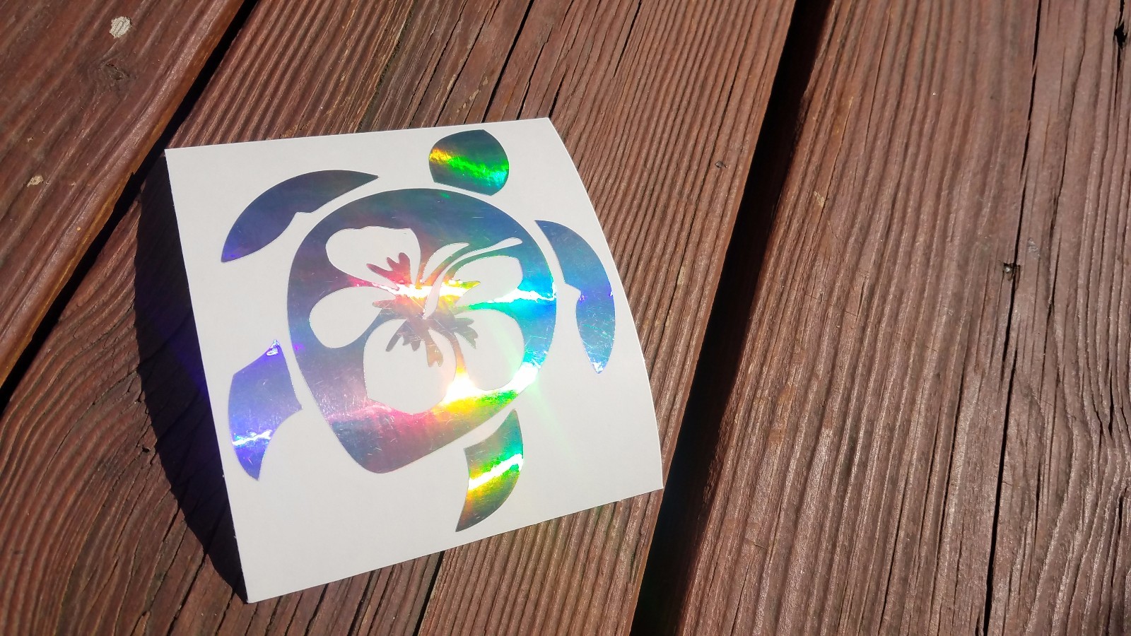 Hibiscus Flower Turtle Vinyl Decal, Sticker, Sea Life, Ocean, Vacation, Florida