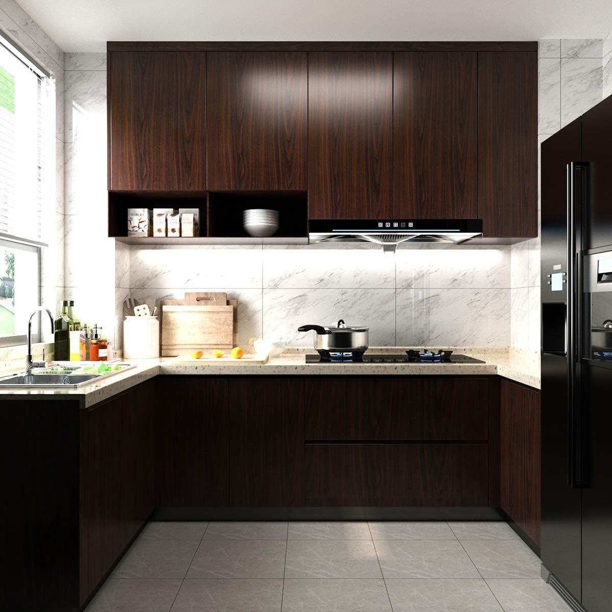 Dark Brown Wood Grain Wallpaper Faux Walnut 16″ x 197″,