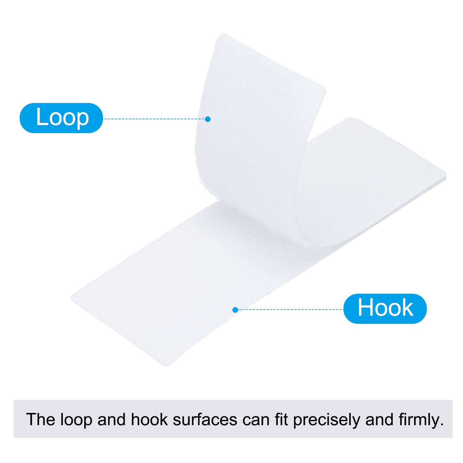 2.4×2.4 Inches Hook and Loop Dots 16 Sets Square Self Adhesive Tape White