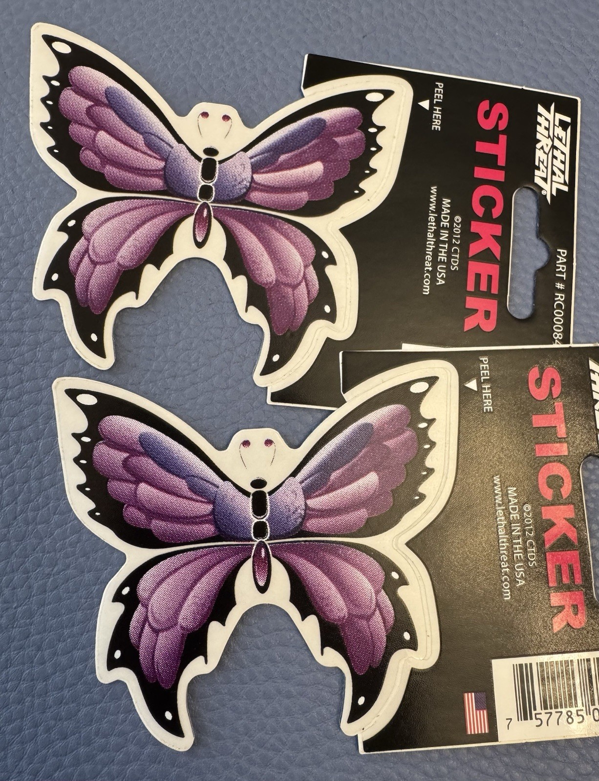 Purple Butterfly Colorful Vinyl Art Sticker Lot 2 USA MADE 2012 Novelty