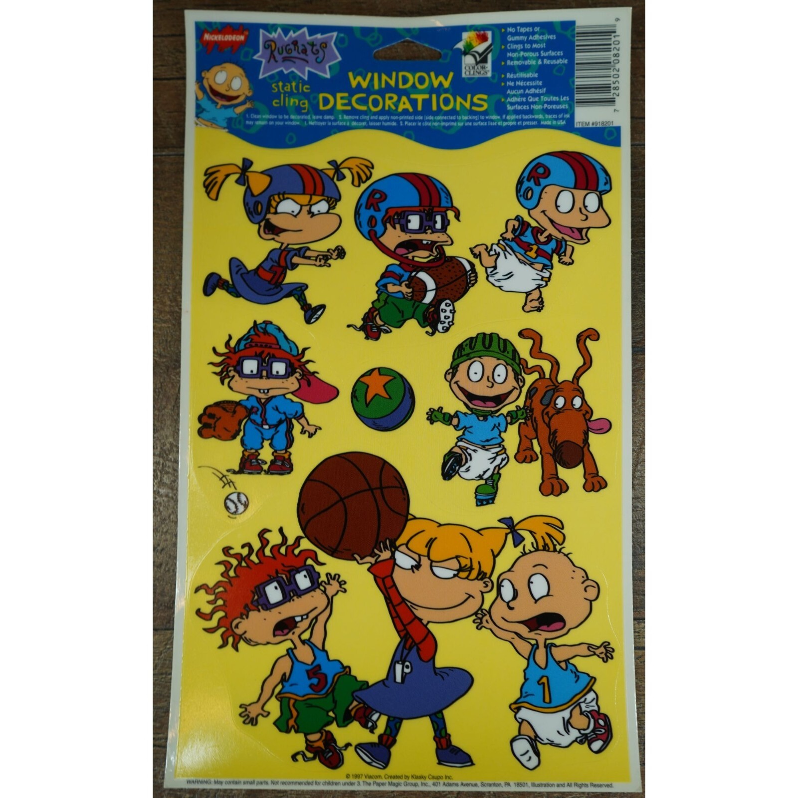 Vintage 1997 Rugrats Nickelodeon Static Cling Window Decorations Sports