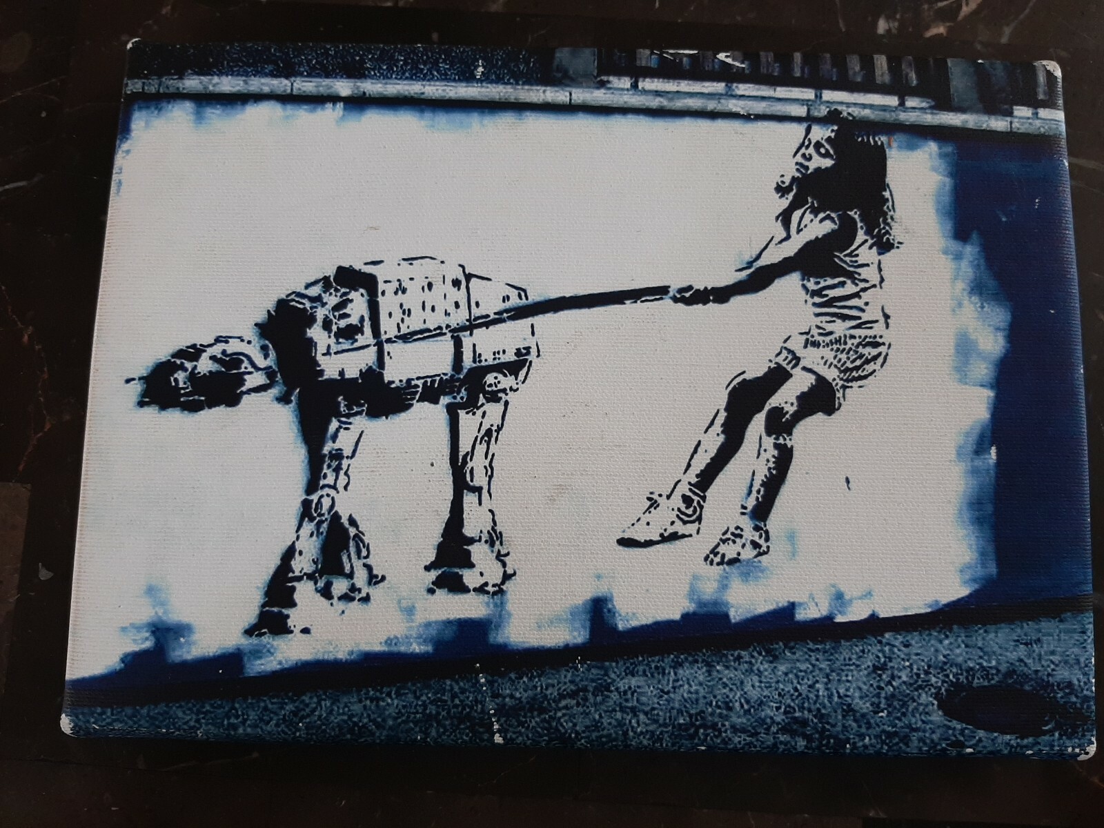 Star Wars AT-AT Pet Pulling Girl Wooden Poster