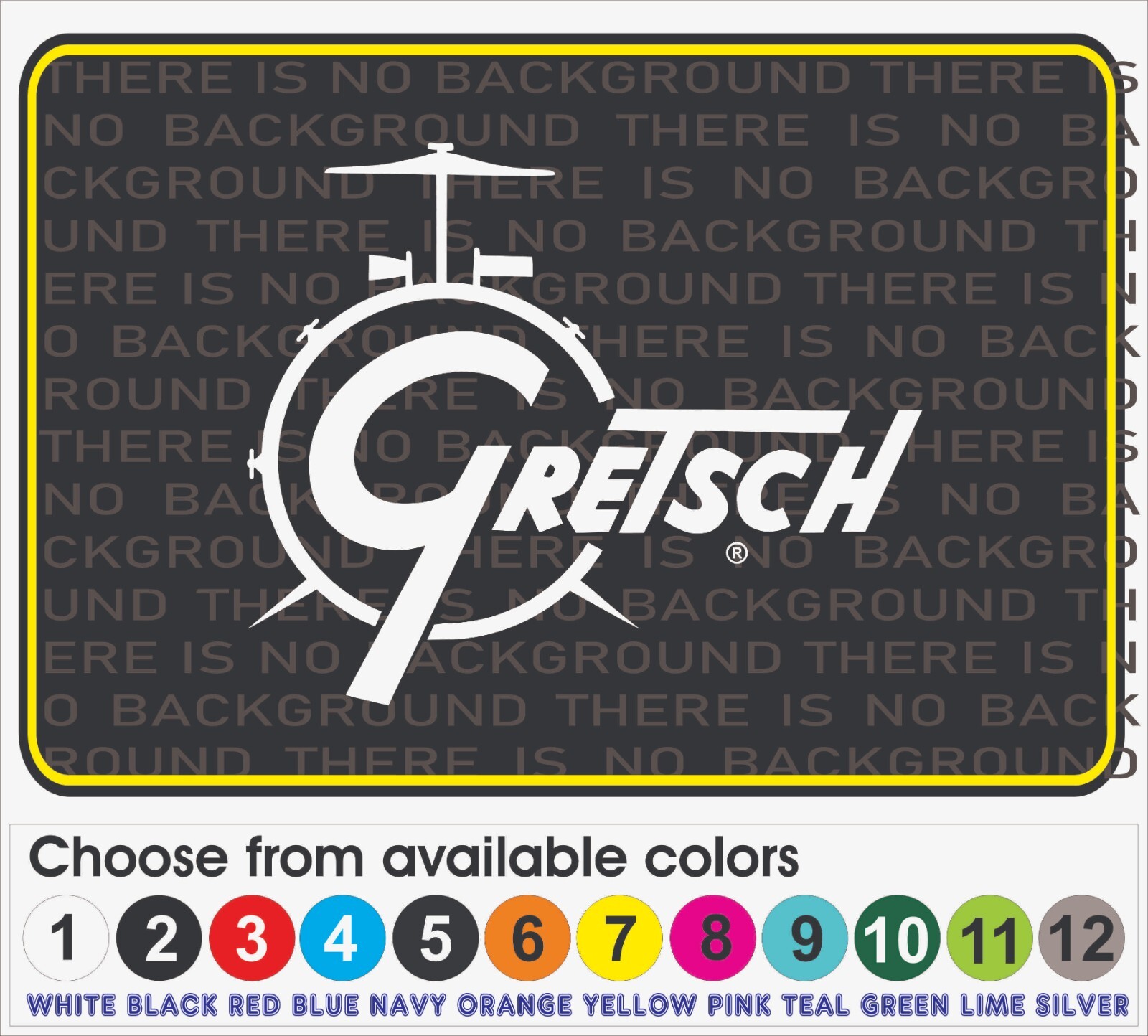 This decal/sticker is compatible with Gretsch Drums and others 7″