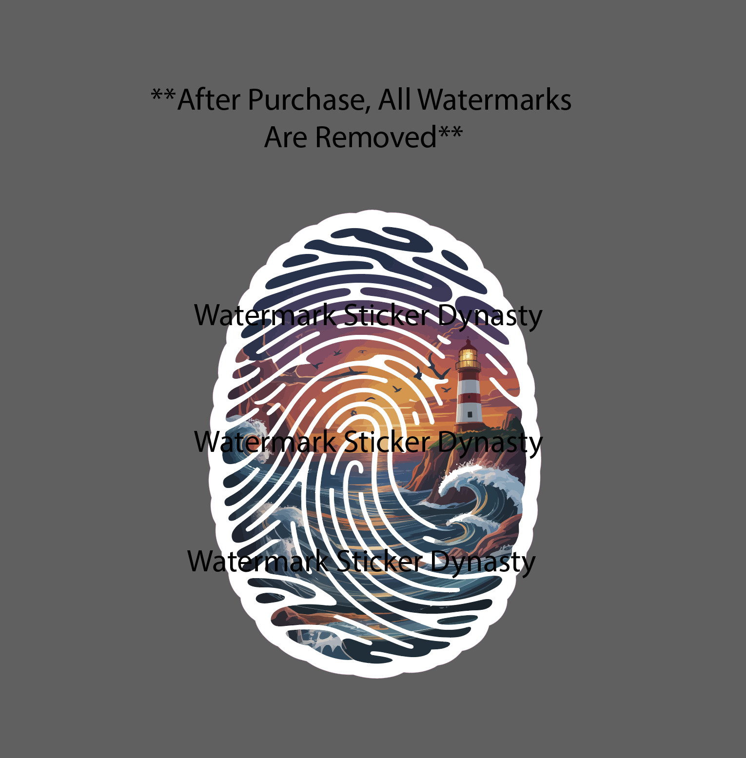 Lighthouse Beach Scene Sticker Waterproof Decal Ocean Fingerprint Sea Gift NEW