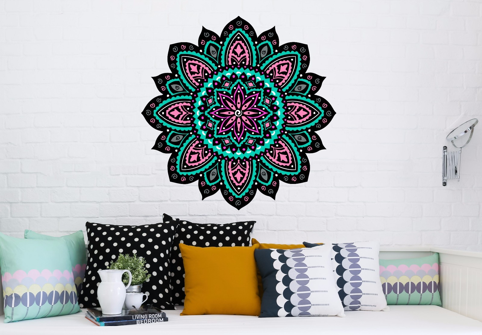 Mandala Wall Decals Yoga Meditation Full Color Murals Boho Vinyl Stickers EN19