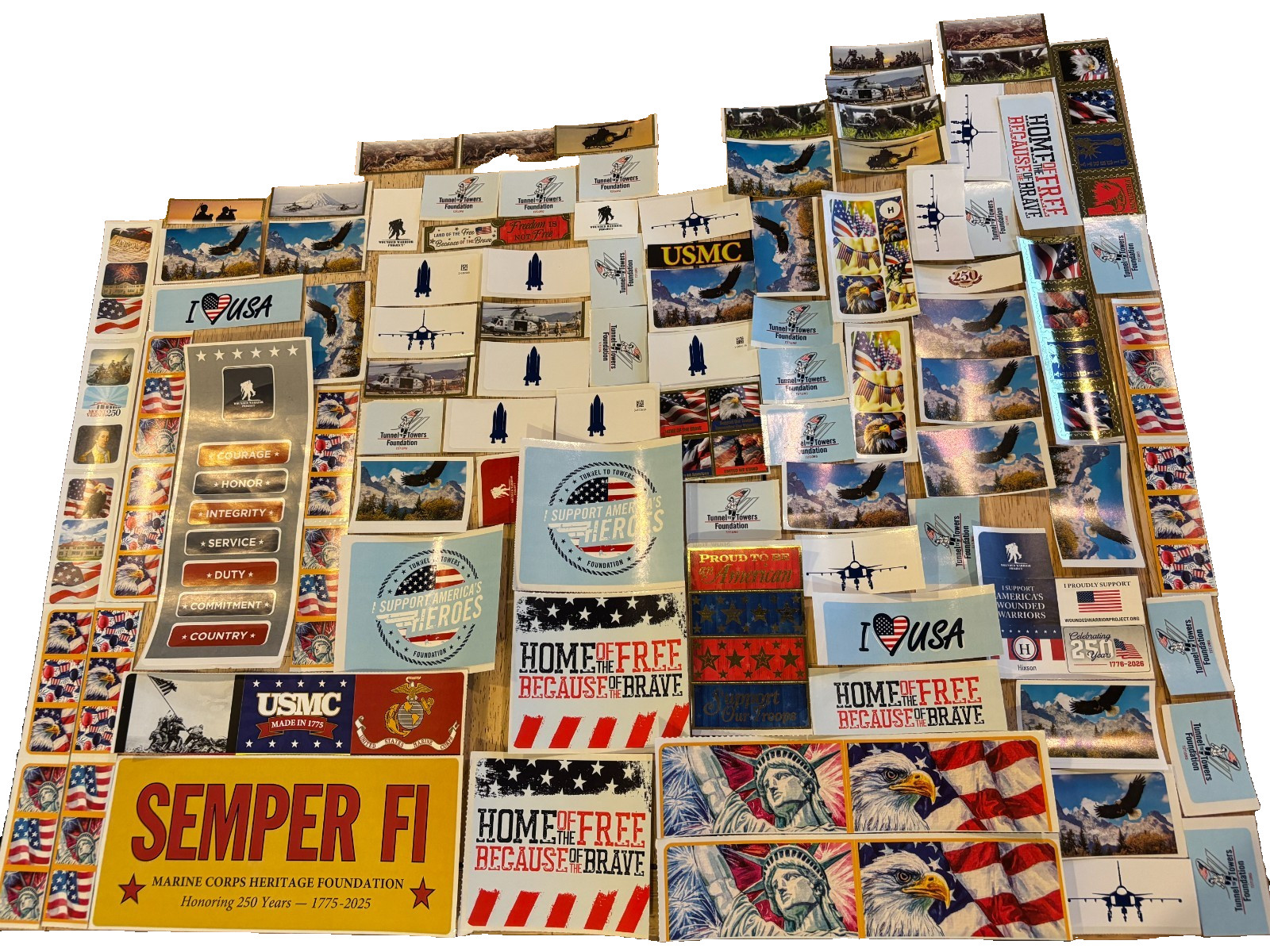 Patriotic Sticker Lot – Charity Organizations – 140 Count – Various Sizes
