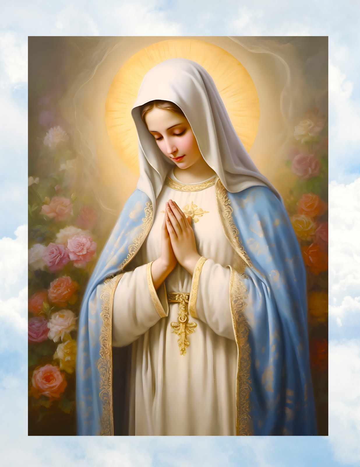 Blessed Virgin Mary WINDOW CLING Size 10.6″ Religious Art ~ Repositionable Vinyl