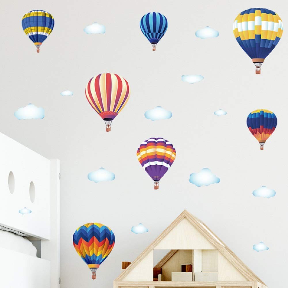 Amaonm Rainbow Hot Air Balloon Wall Decals