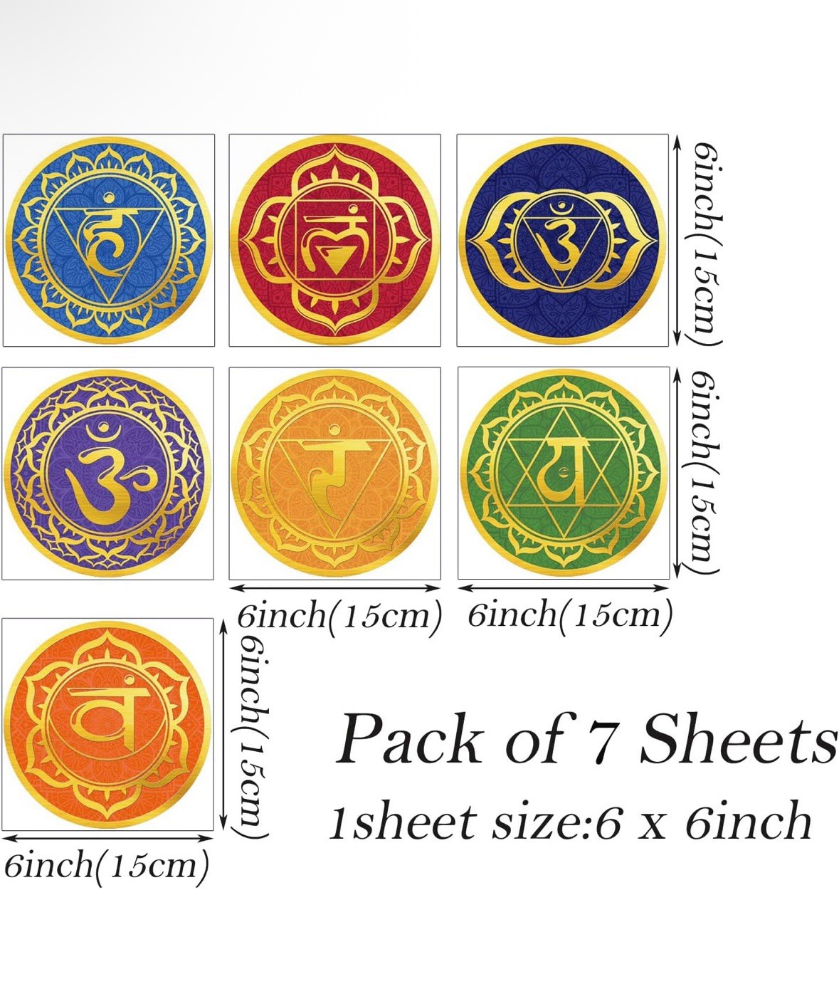 Maydahui Chakra Wall Decals 7 Sheets Yoga Zen Meditation Vinyl Wall Stickers