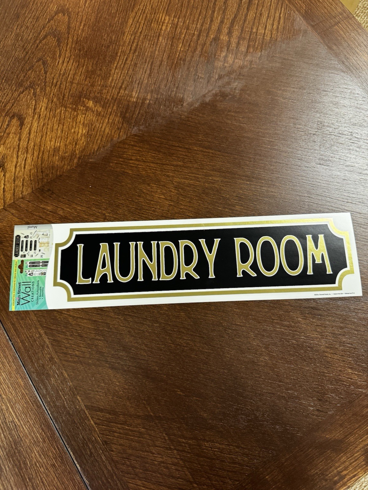 InstaCreations Vinyl Wall Sticker Laundry Room Black Gold White Removable Decor