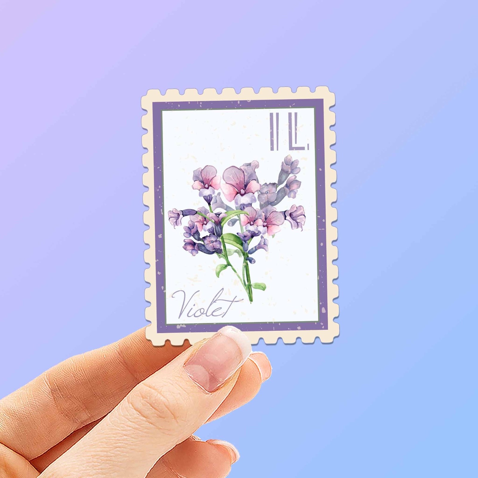 Illinois State Flower Violet Sticker – IL Vintage Stamp Decal for Laptop