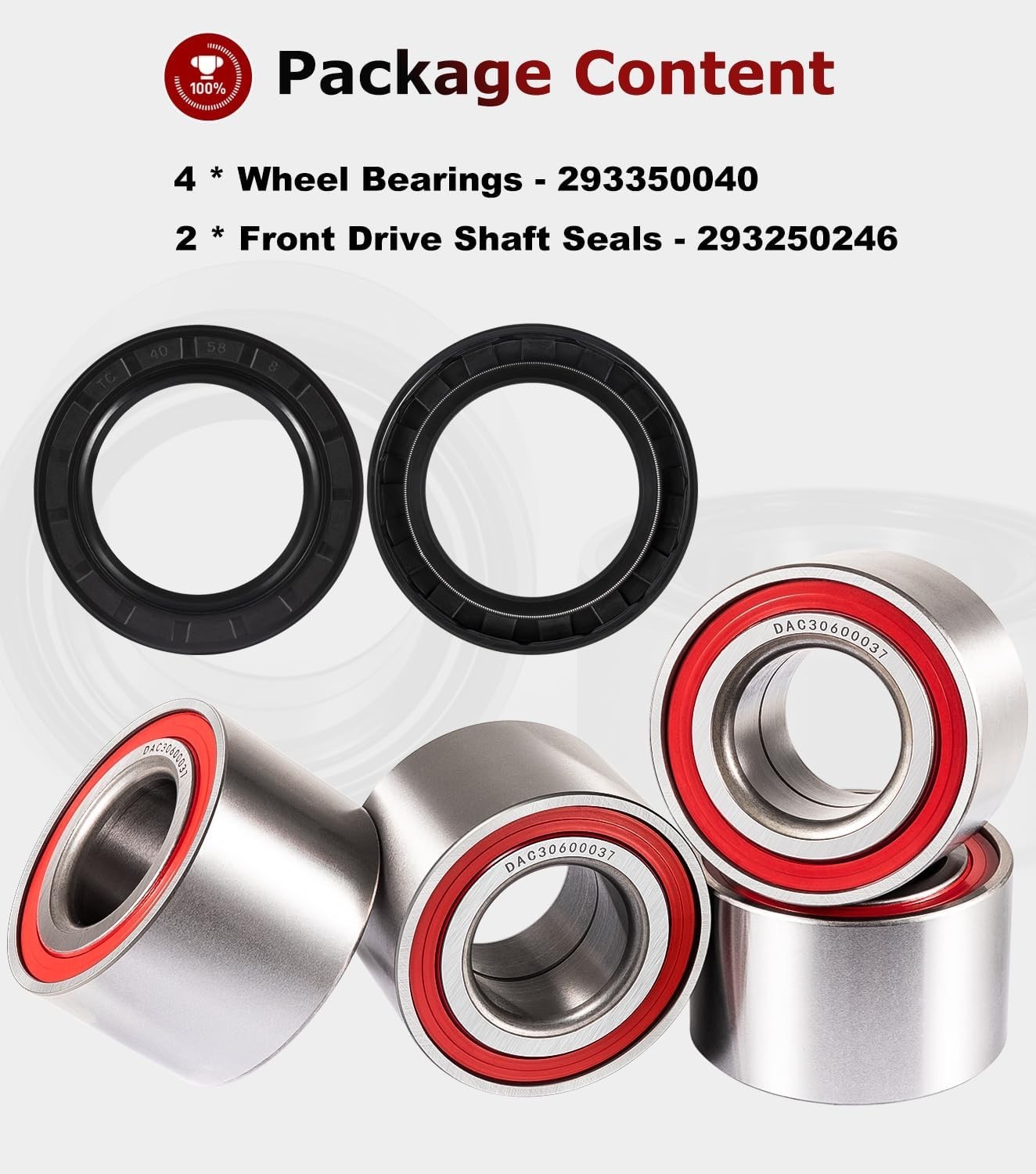 6PCS Wheel Bearings Kit & Front Shaft Seal for Can-Am 6 pcs