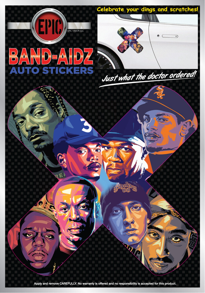 Good Looking Car Dent Auto Band Aid Sticker Rap Legends Collage