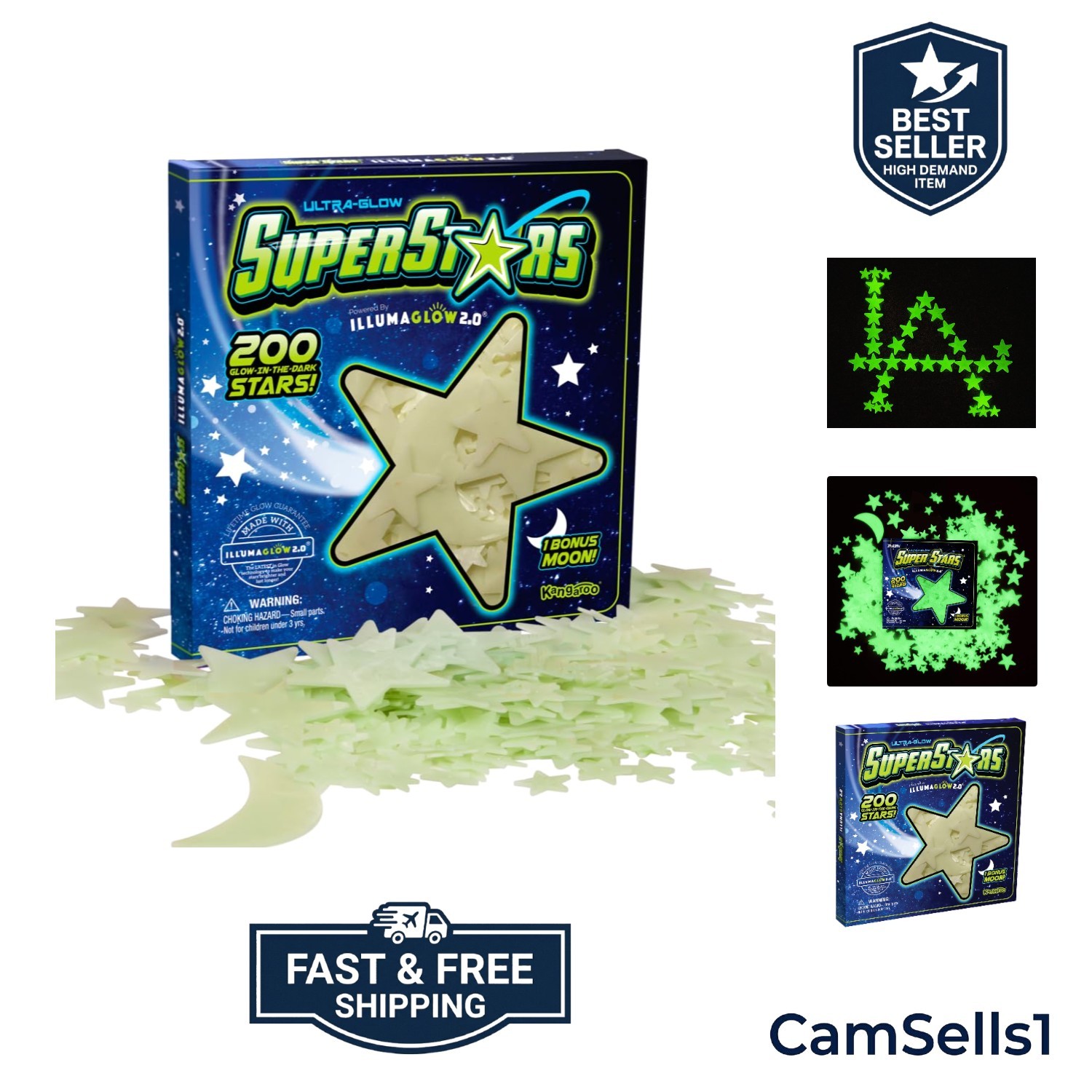 Glow in The Dark Stars – Includes Installation Material and Star map, 200 Glo…