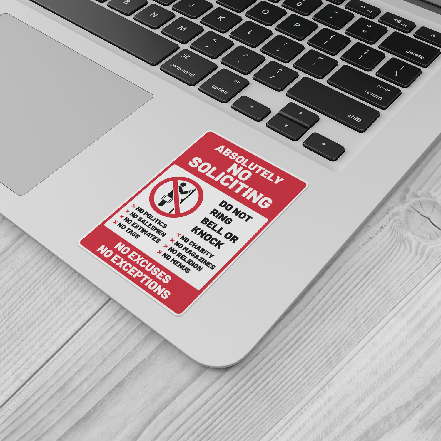 No Soliciting No Excuses No Exceptions Do Not Ring Bell Vinyl Sticker Decal