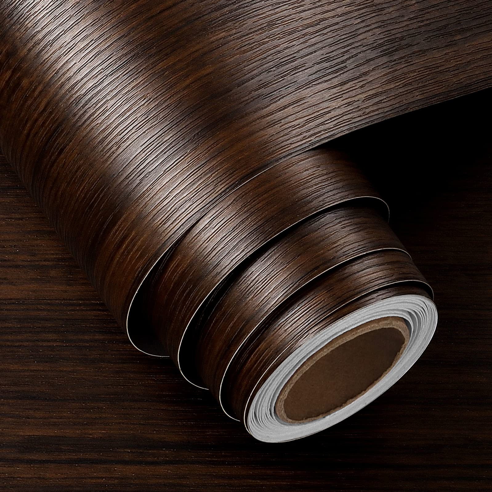 FunStick 15.8″x240″ Thick Dark Brown Wood Contact Paper Self Adhesive Waterpr…