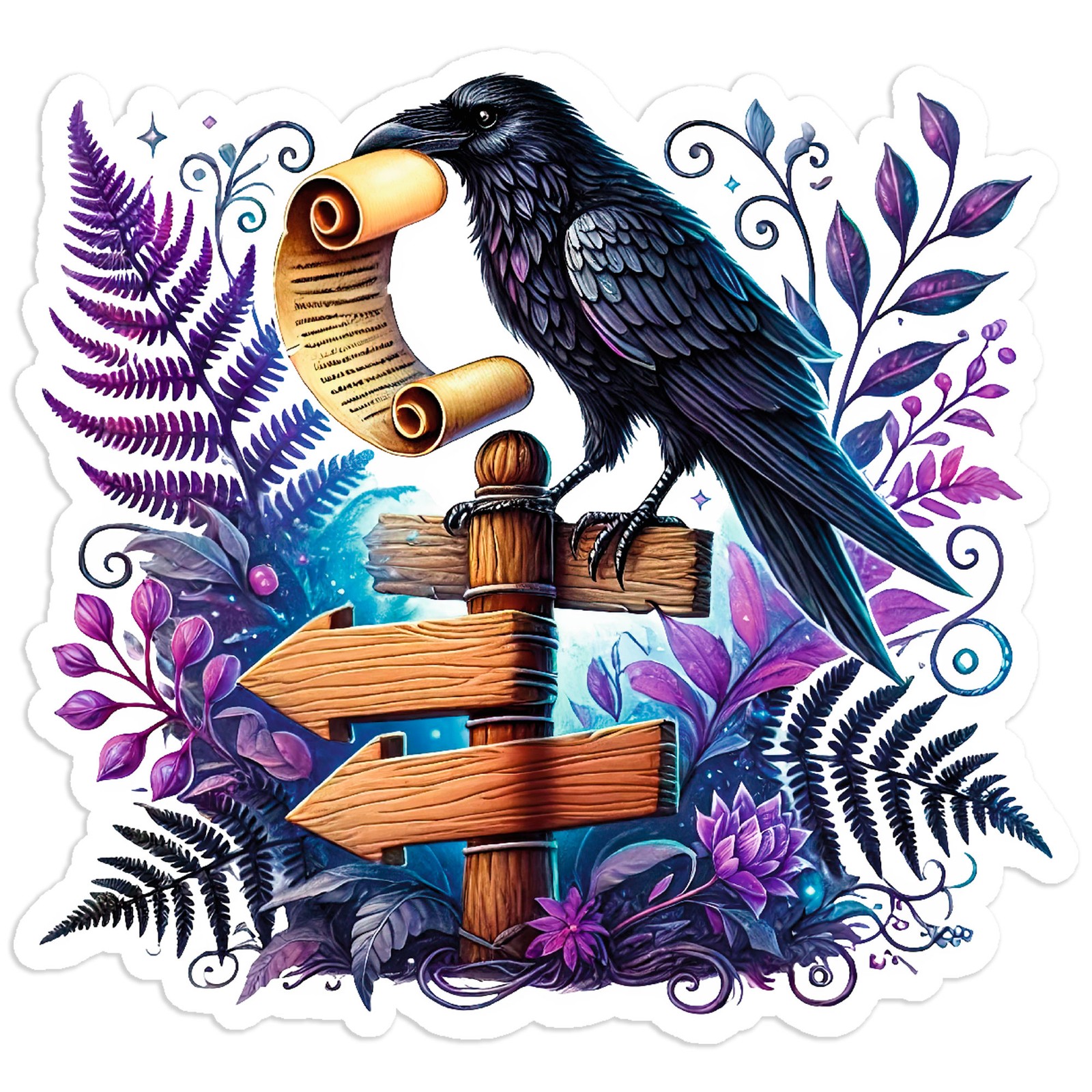 Raven Sign Posts Scroll – Vinyl Decal Sticker – Car Window Laptop – #115