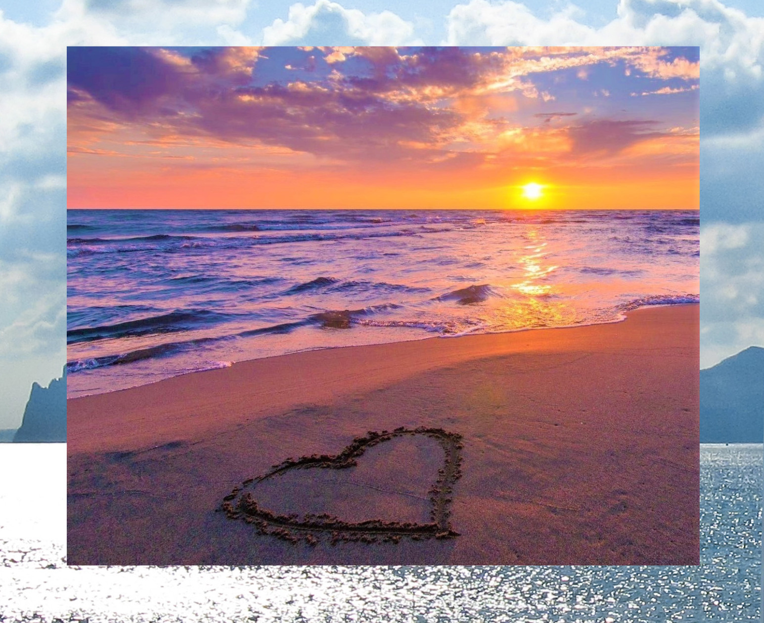 Ocean Beach Heart in Sand Photo WINDOW CLING Size 9.7″ Repositionable Vinyl