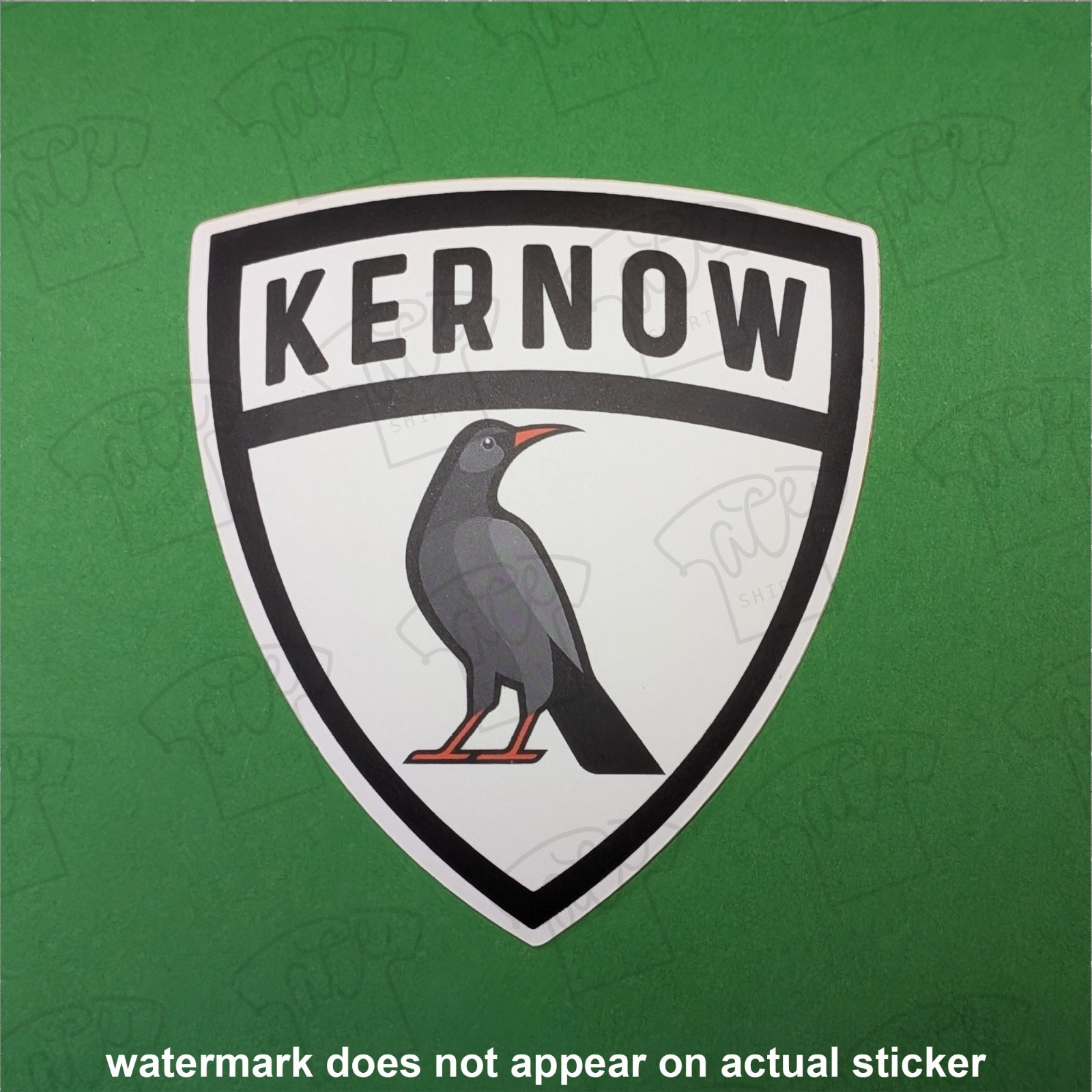Kernow Chough Cornish Language Sticker, 4in x 3.5in, Weather Resistant Decal