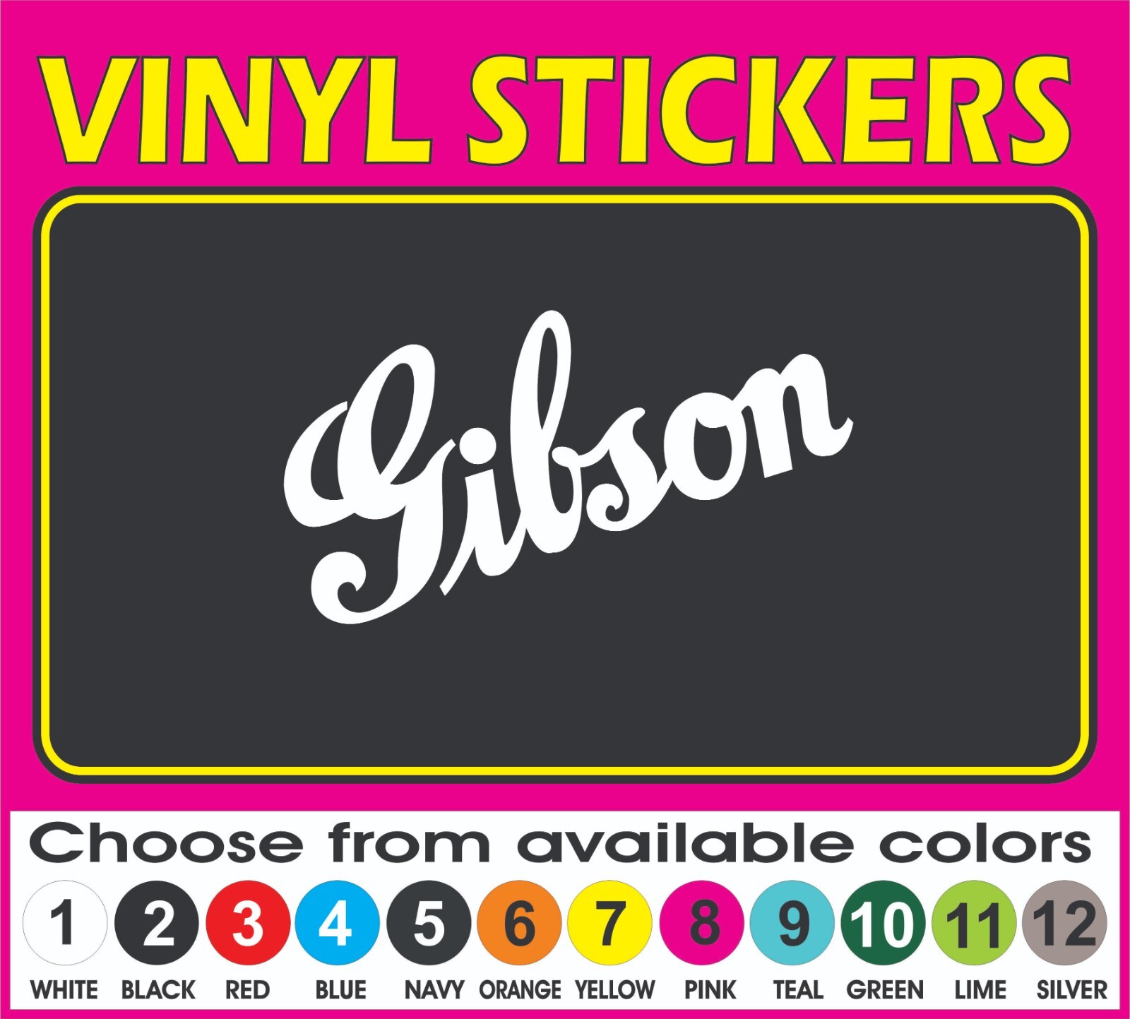 This decal/sticker is compatible with Gibson Guitars retro and others 6″