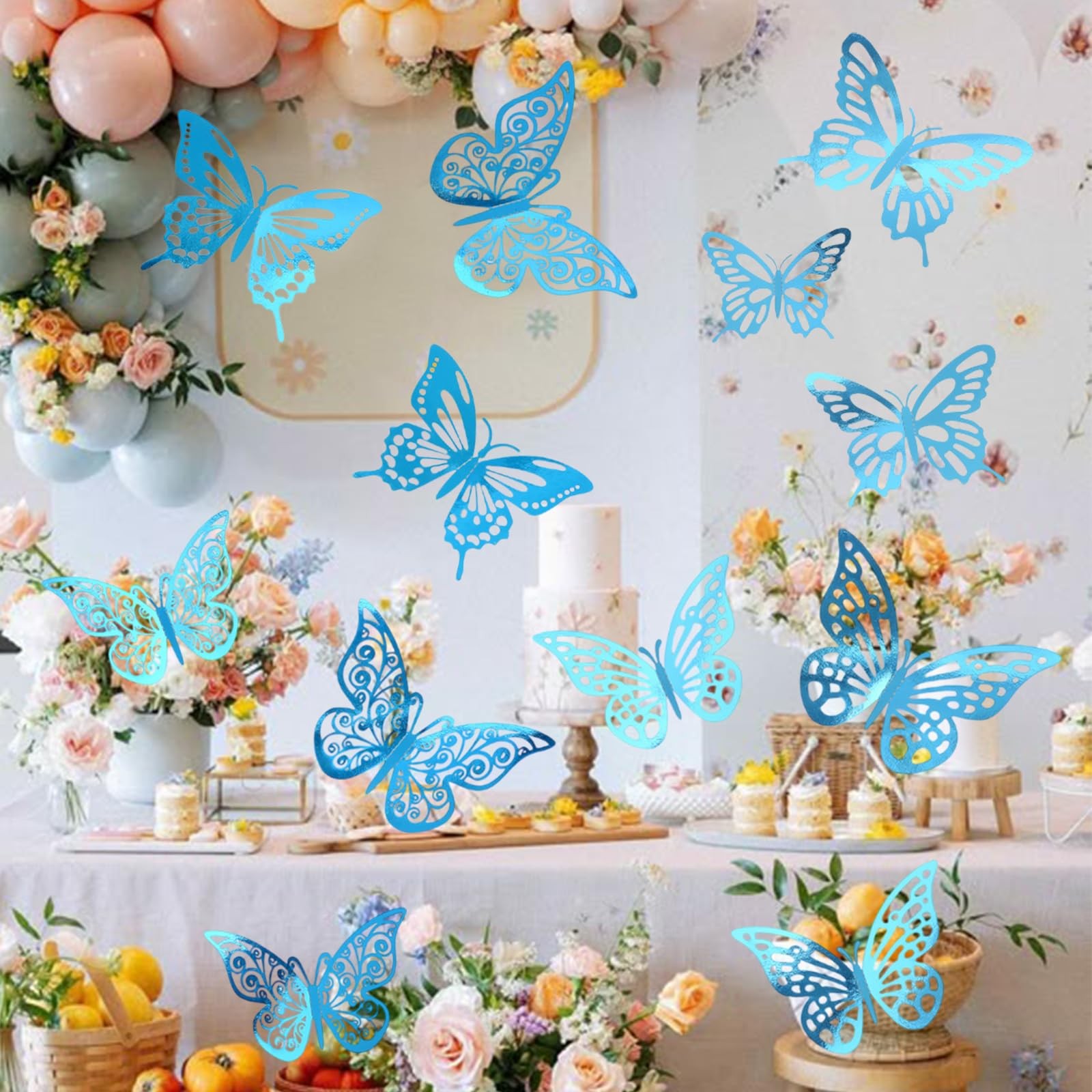 48Pcs 3D Butterfly Wall Decor – 3 Sizes, 4 Styles Decorations for Party, Birt…