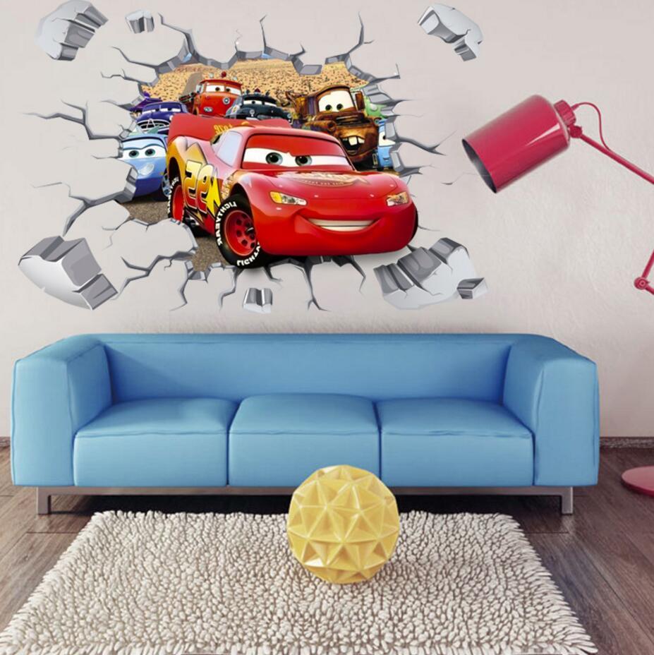 Disney 3D Cars McQueen Mater removable Wall Stickers Decal Kids Home Decor USA