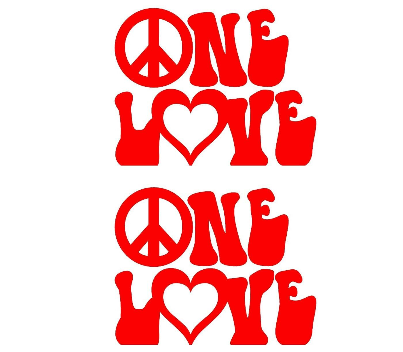 One Love Peace Heart Hippie 5″ Red Vinyl Decal Car Truck Window Laptop Tablet