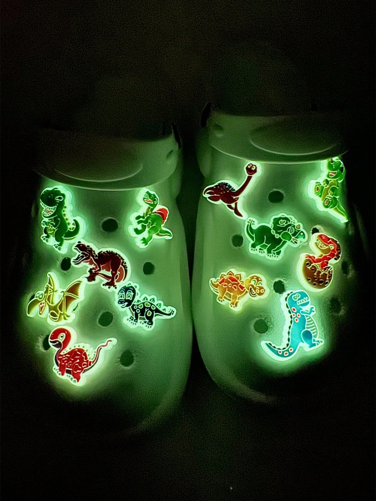 12 Multicolor Glow In Dark Dinosaur Shoe Charms For Crocs And Sandals