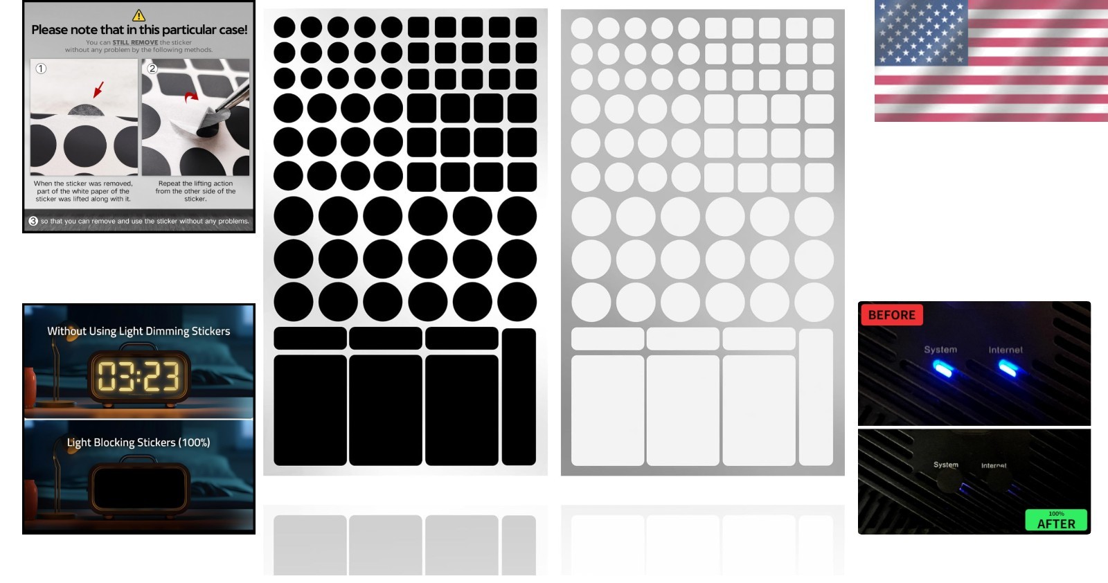 Peel-and-Stick LED Light Covers – 2 Sheet Set in Stylish Black and White
