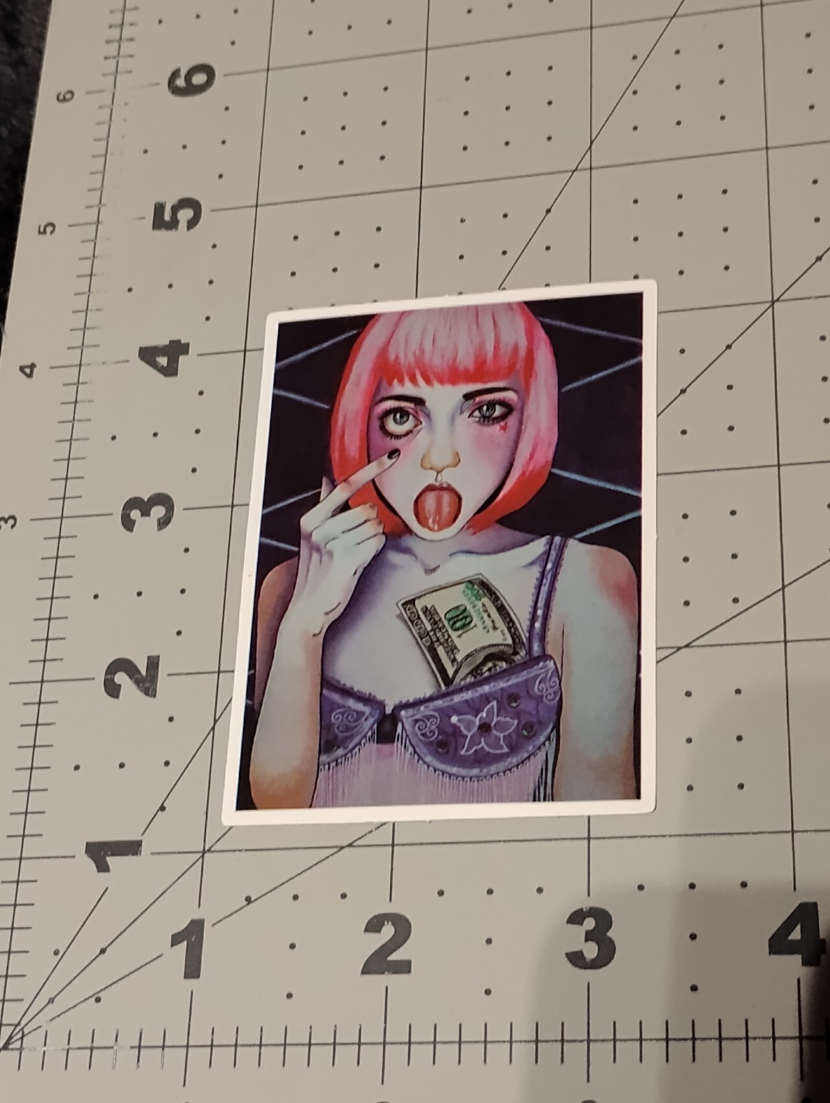Sexy Girl Money Bra Pink Hair Black Sticker Vinyl Decal Car Laptop Skateboard