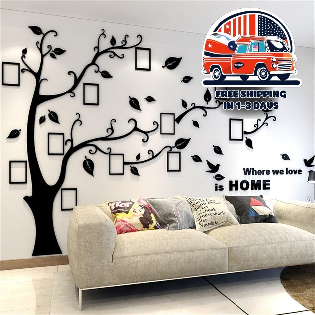 Mural Adhesivo De Árbol Portafotos Vinilo Decorativo Pared Para Foto Familiar US