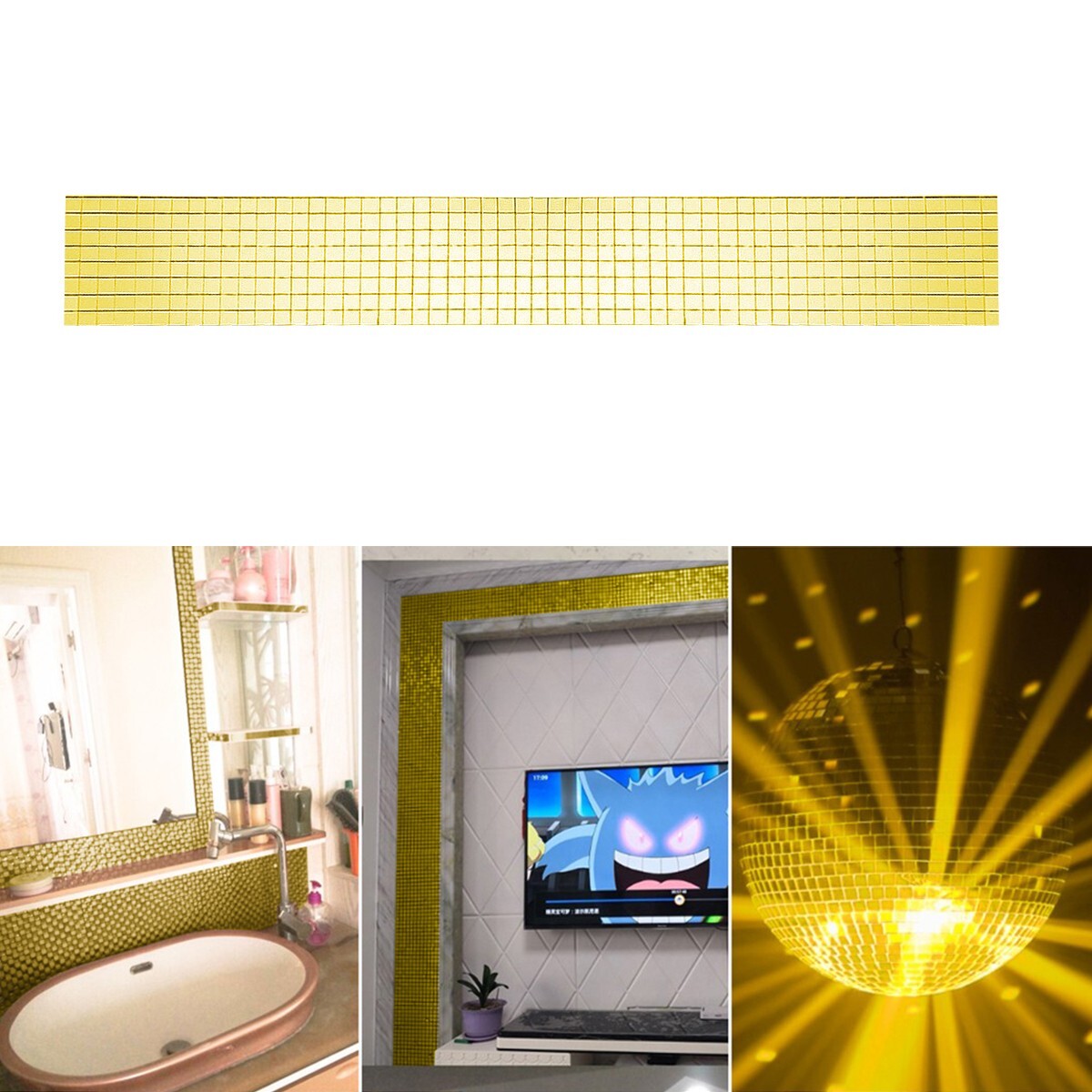 DIY Mirror Glass Mosaic Tiles Self Adhesive Wall Sticker Decal Home Art Decor