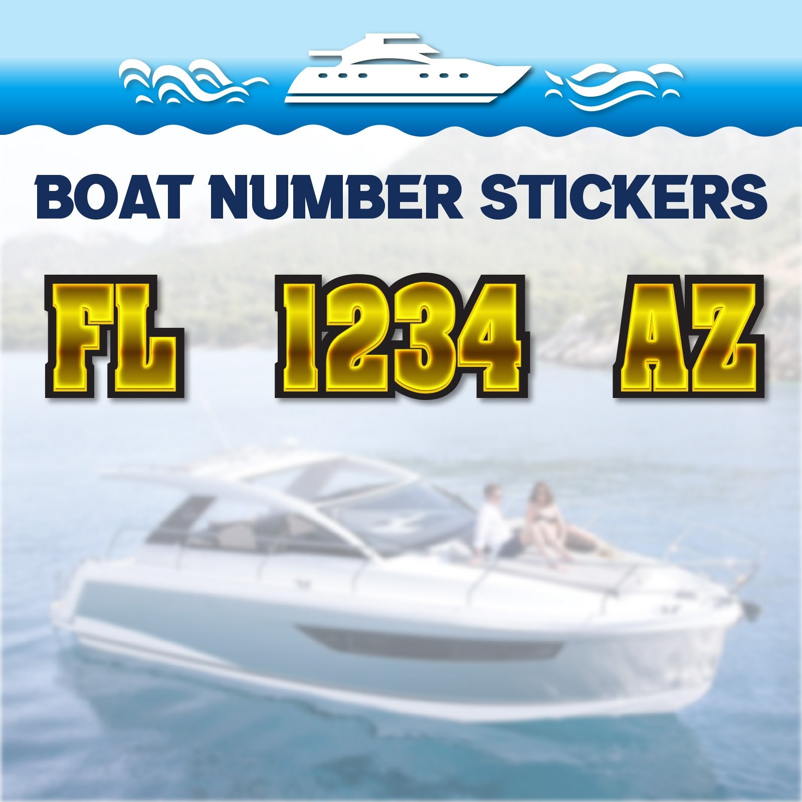 3 inch 2x Watercraft Number Custom Boat Registration Stickers3 inch 3D