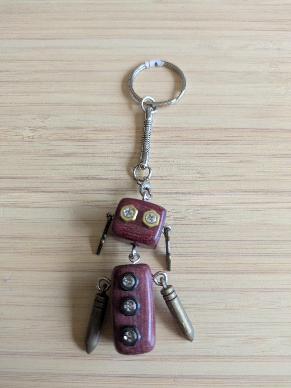 Handcrafted Wooden Mechanical Robot Car Rearview Mirror Accessory; Desk Decor