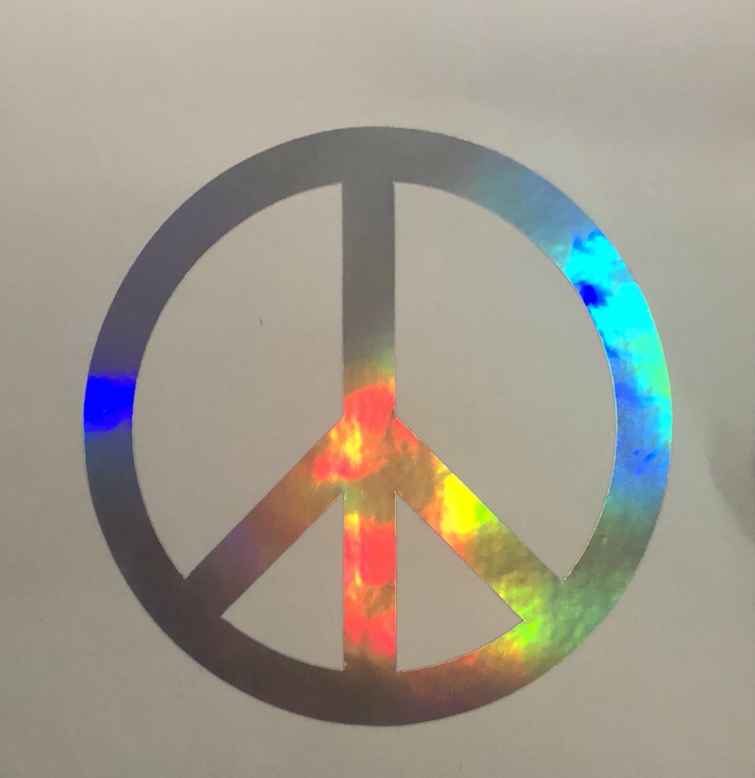 Rainbow Color Peace Sign Hippy Support Peace Anti War NEO CHROME OIL SLICK