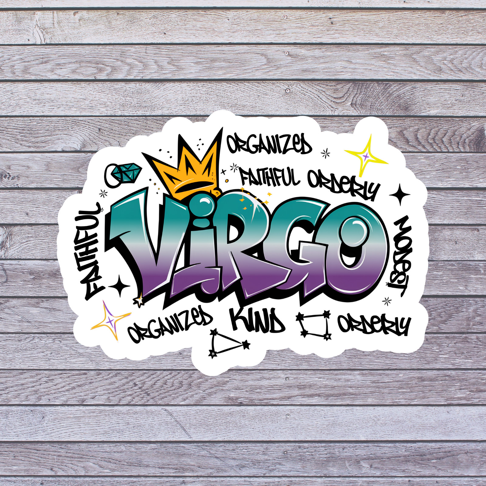 Virgo sticker vinyl decal zodiac graffiti traits crown constellation art