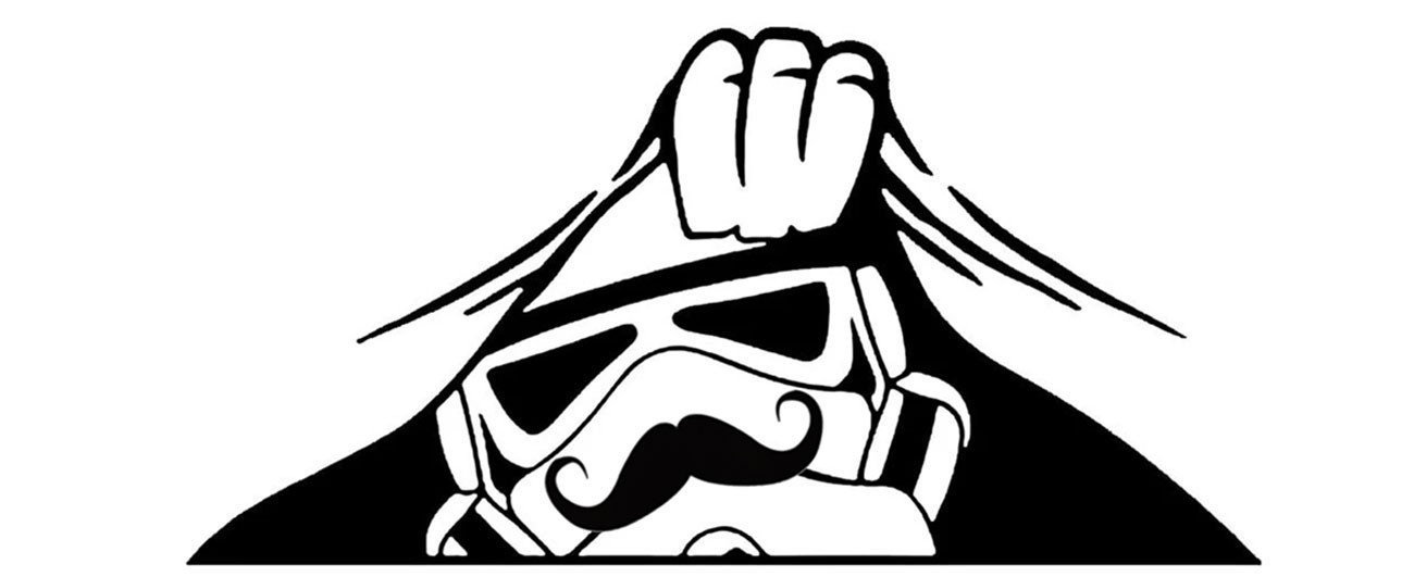 Stormtrooper Peeking with Mustache 6″ Black Vinyl Decal Any Flat Surface