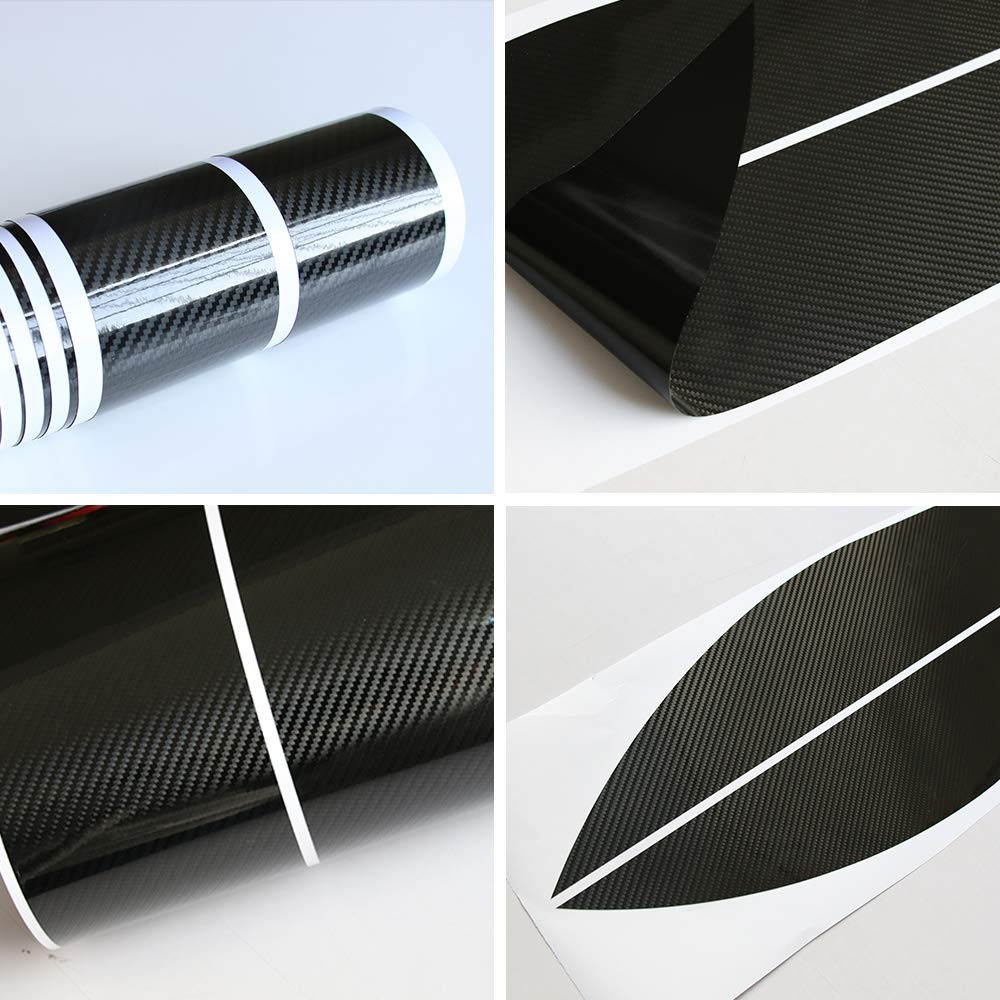 2pieces Glossy 5d Carbon Fibre Vinyl Performance Side Skirt Racing Stripes De…