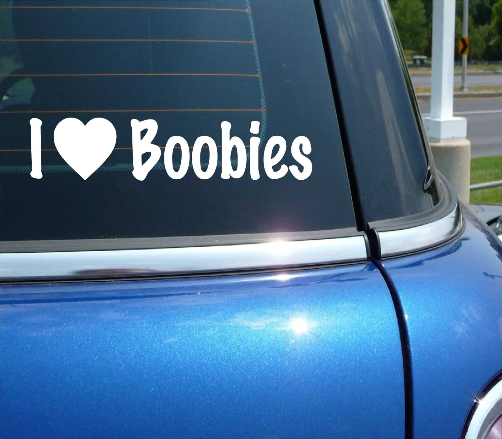 I HEART LOVE BOOBIES BOOBS TITS FUNNY DECAL STICKER ART CAR WALL